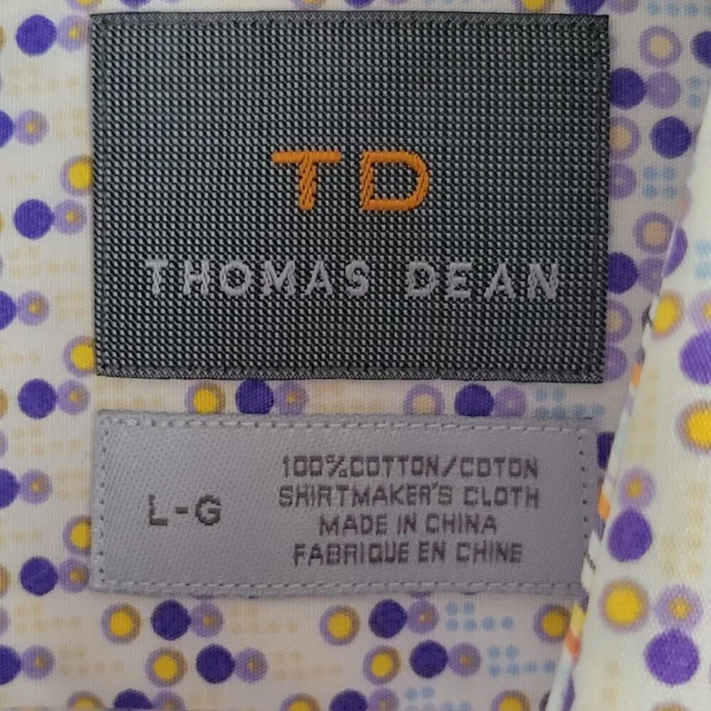 NWT Thomas Dean Long Sleeve Button Down Men's Shirt Size L